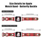 For Apple Watch 42mm / 41mm / 40mm / 38mm Christmas Pattern Butterfly Buckle Silicone Watch Band(Stitching Christmas)