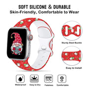 For Apple Watch 42mm / 41mm / 40mm / 38mm Christmas Pattern Butterfly Buckle Silicone Watch Band(Stitching Christmas)
