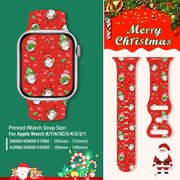 For Apple Watch 46mm / 49mm / 45mm / 44mm Christmas Pattern Butterfly Buckle Silicone Watch Band(Snowman Light Blue)