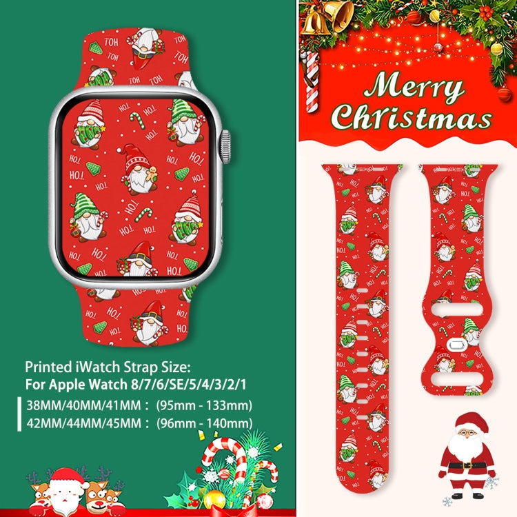 For Apple Watch 42mm / 41mm / 40mm / 38mm Christmas Pattern Butterfly Buckle Silicone Watch Band(Stitching Christmas)