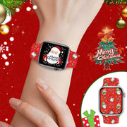 For Apple Watch 46mm / 49mm / 45mm / 44mm Christmas Pattern Butterfly Buckle Silicone Watch Band(Stitching Christmas)