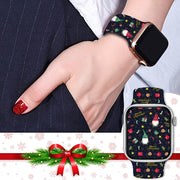 For Apple Watch 42mm / 41mm / 40mm / 38mm Christmas Pattern Butterfly Buckle Silicone Watch Band(Stitching Christmas)