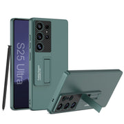 For Samsung Galaxy S25 Ultra 5G GKK Ultra-thin Shockproof Phone Case with Holder / Pen(Forest Green)