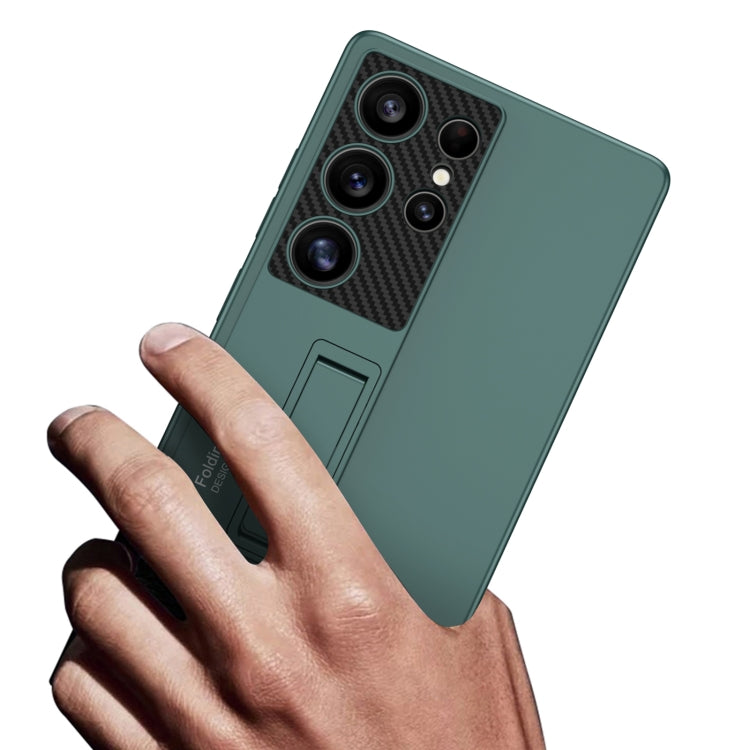 For Samsung Galaxy S25 Ultra 5G GKK Ultra-thin Shockproof Phone Case with Holder / Pen(Forest Green)