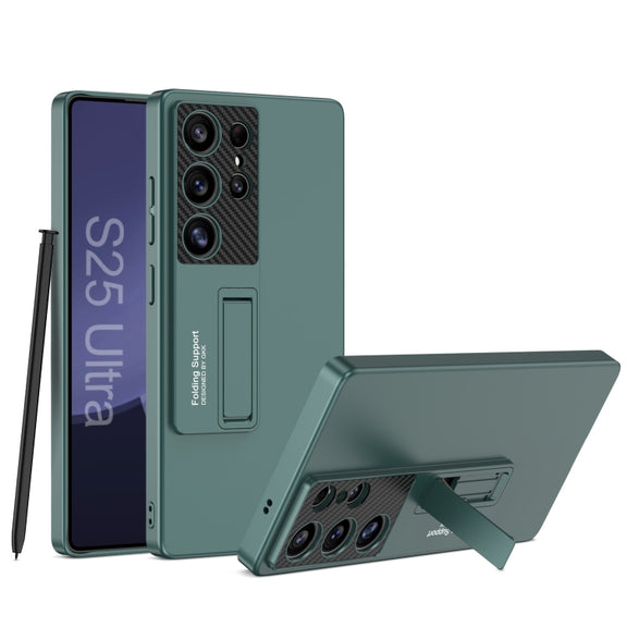 For Samsung Galaxy S25 Ultra 5G GKK Ultra-thin Shockproof Phone Case with Holder / Pen(Forest Green)