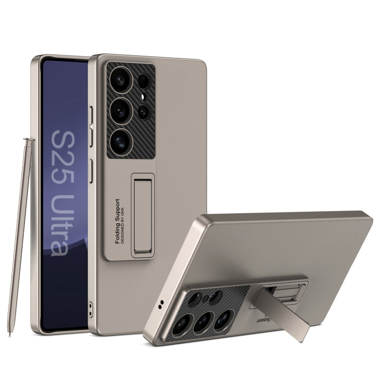 For Samsung Galaxy S25 Ultra 5G GKK Ultra-thin Shockproof Phone Case with Holder / Pen(Titanium Gray)