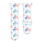 For Apple Watch 46mm / 49mm / 45mm / 44mm Christmas Pattern Reverse Buckle Silicone Watch Band(Deers)
