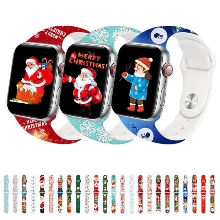For Apple Watch 42mm / 41mm / 40mm / 38mm Christmas Pattern Reverse Buckle Silicone Watch Band(Squirrel)