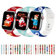 For Apple Watch 42mm / 41mm / 40mm / 38mm Christmas Pattern Reverse Buckle Silicone Watch Band(Fox)