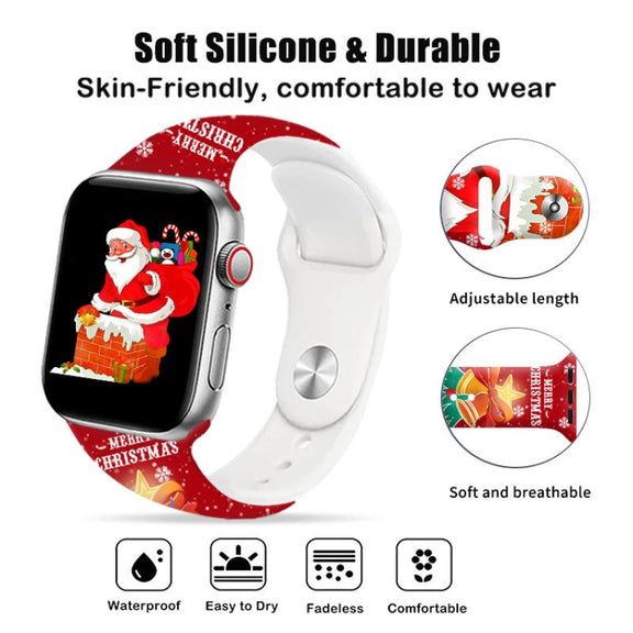For Apple Watch 42mm / 41mm / 40mm / 38mm Christmas Pattern Reverse Buckle Silicone Watch Band(Squirrel)