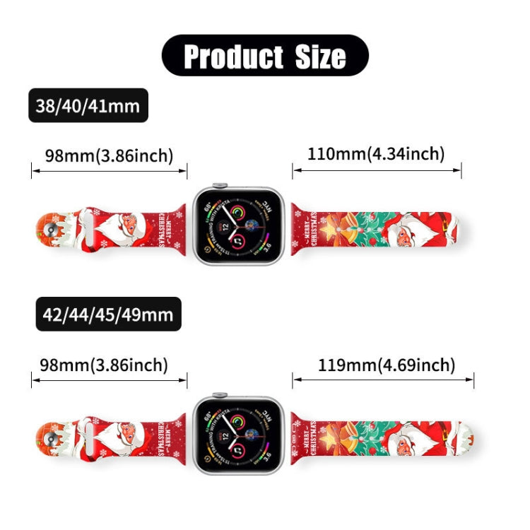 For Apple Watch 46mm / 49mm / 45mm / 44mm Christmas Pattern Reverse Buckle Silicone Watch Band(Fox)