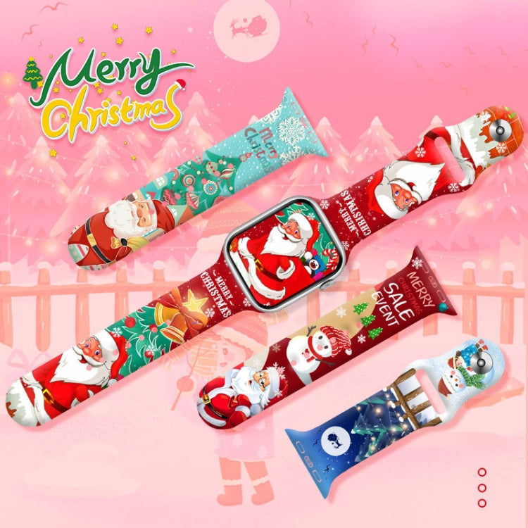 For Apple Watch 42mm / 41mm / 40mm / 38mm Christmas Pattern Reverse Buckle Silicone Watch Band(Fox)