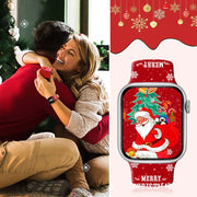 For Apple Watch 46mm / 49mm / 45mm / 44mm Christmas Pattern Reverse Buckle Silicone Watch Band(Deers)