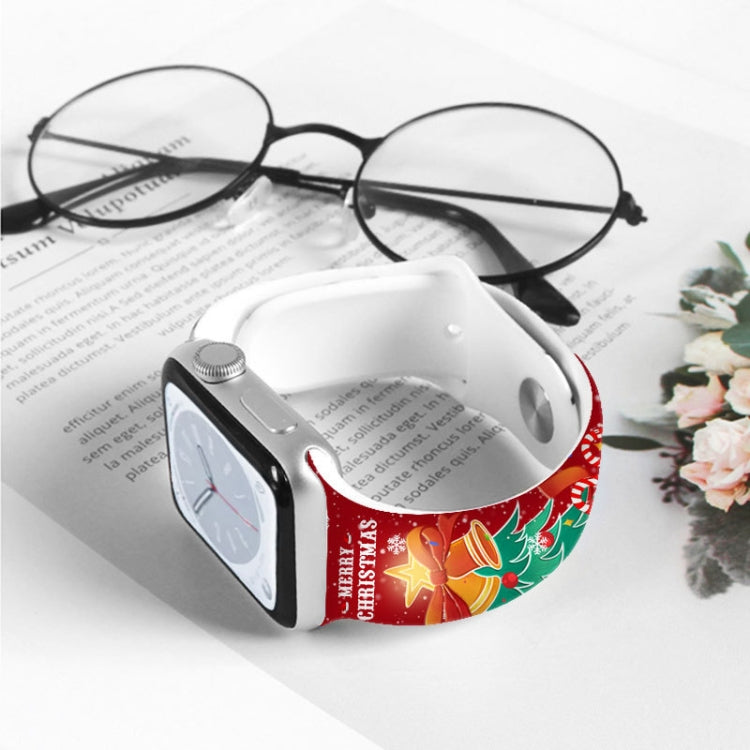 For Apple Watch 42mm / 41mm / 40mm / 38mm Christmas Pattern Reverse Buckle Silicone Watch Band(Squirrel)
