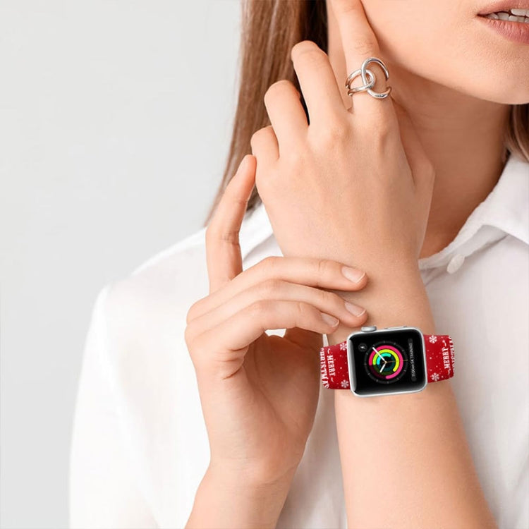 For Apple Watch 42mm / 41mm / 40mm / 38mm Christmas Pattern Reverse Buckle Silicone Watch Band(Fox)