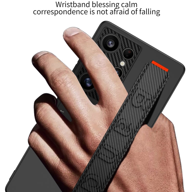 For Samsung Galaxy S25 Ultra 5G GKK Ultra-thin Wristband Shockproof Phone Case with Holder(Forest Green)