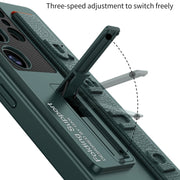 For Samsung Galaxy S25 Ultra 5G GKK Ultra-thin Wristband Shockproof Phone Case with Holder(Forest Green)
