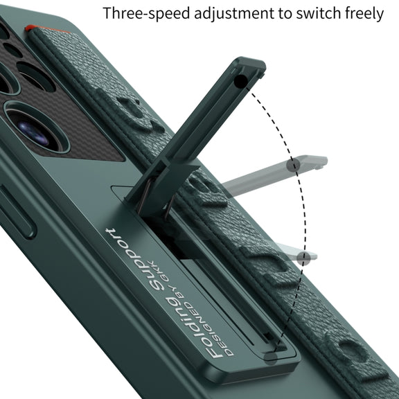 For Samsung Galaxy S25 Ultra 5G GKK Ultra-thin Wristband Shockproof Phone Case with Holder(Black)