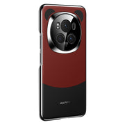 For Honor Magic6 Pro Panda 2 Plain Leather PC Phone Case(Black Red)