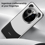 For Honor Magic6 Pro Panda 2 Plain Leather PC Phone Case(Black White)