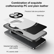 For Honor Magic6 Pro Panda 2 Plain Leather PC Phone Case(Black White)