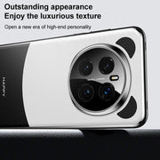 For Honor Magic6 Pro Panda 2 Plain Leather PC Phone Case(Black White)