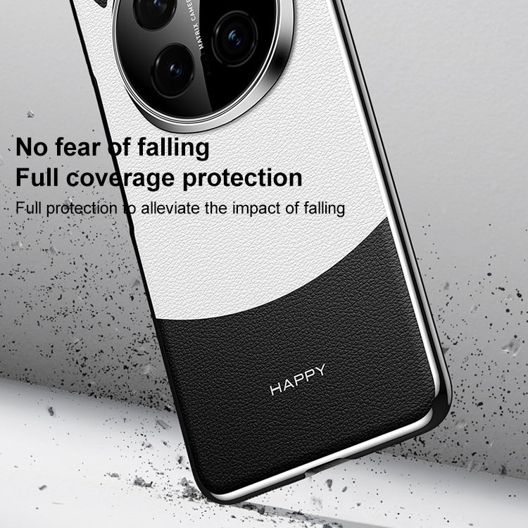 For Honor Magic6 Pro Panda 2 Plain Leather PC Phone Case(Black White)