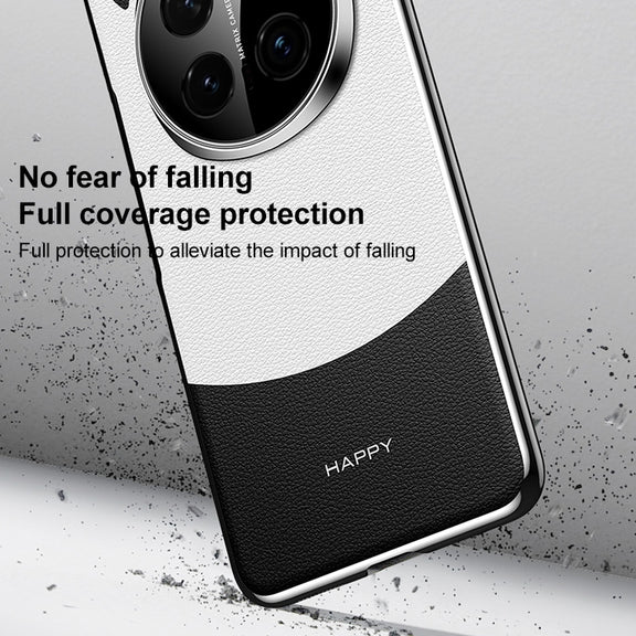 For Honor Magic6 Pro Panda 2 Plain Leather PC Phone Case(Black White)