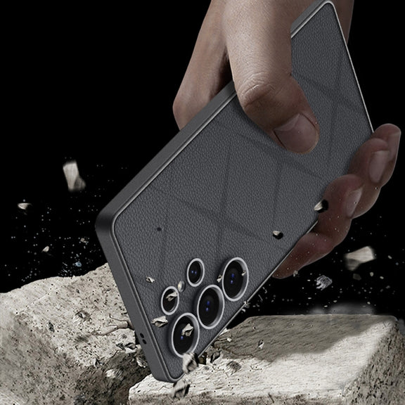 For Samsung Galaxy S25 Ultra 5G GKK Asterism Metal Paint Skin Feel Leather Full Coverage Phone Case(Black)