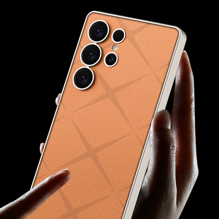 For Samsung Galaxy S25 Ultra 5G GKK Asterism Metal Paint Skin Feel Leather Full Coverage Phone Case(Orange)