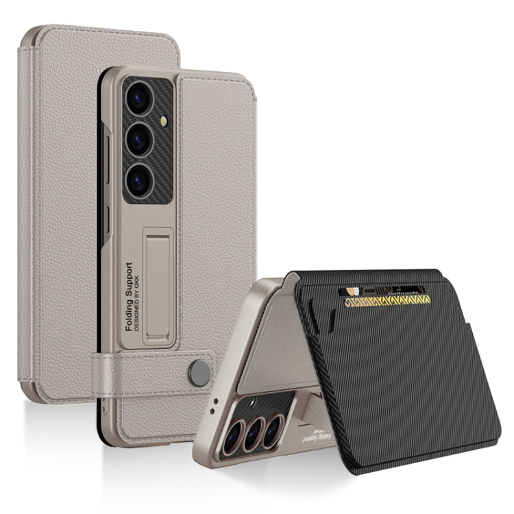 For Samsung Galaxy S25+ 5G GKK Flip Wallet Leather Phone Case(Grey)
