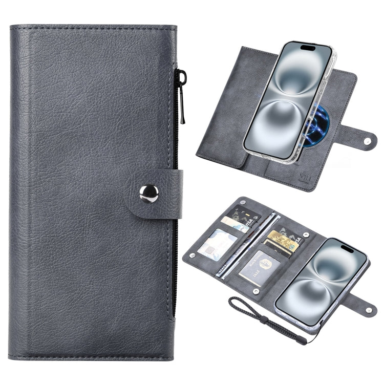 For iPhone 16 Plus ViLi GVS-C Series MagSafe Magnetic RFID Leather Flip Phone Case(Grey)