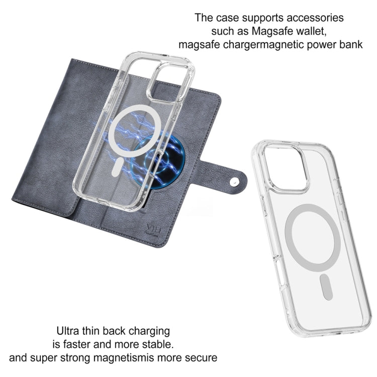 For iPhone 16 Plus ViLi GVS-C Series MagSafe Magnetic RFID Leather Flip Phone Case(Grey)
