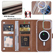 For iPhone 16 Plus ViLi GVS-C Series MagSafe Magnetic RFID Leather Flip Phone Case(Brown)