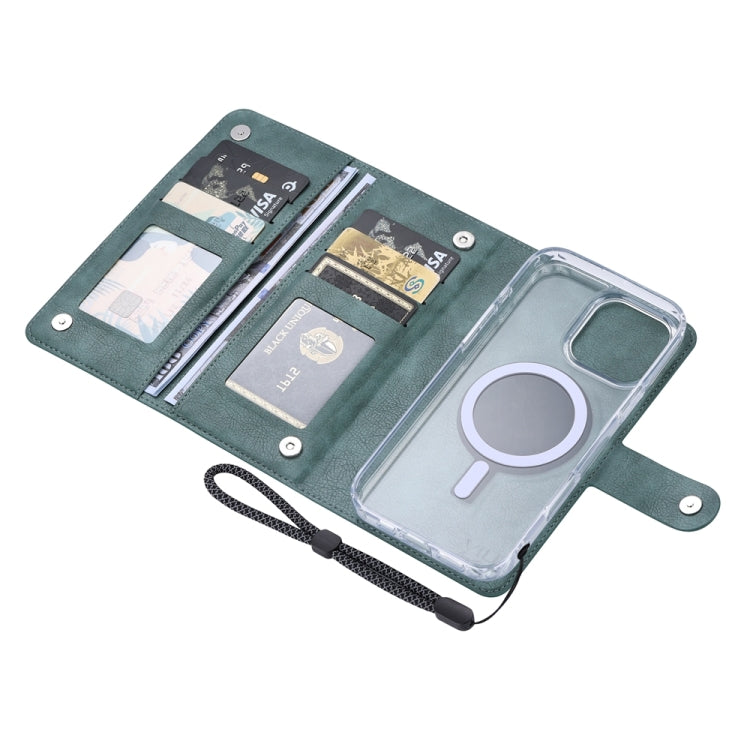 For iPhone 16 ViLi GVS-C Series MagSafe Magnetic RFID Leather Flip Phone Case(Green)