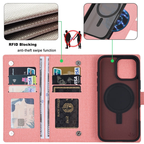 For iPhone 16 Pro ViLi GBS Series MagSafe Magnetic RFID Leather Flip Phone Case(Pink)
