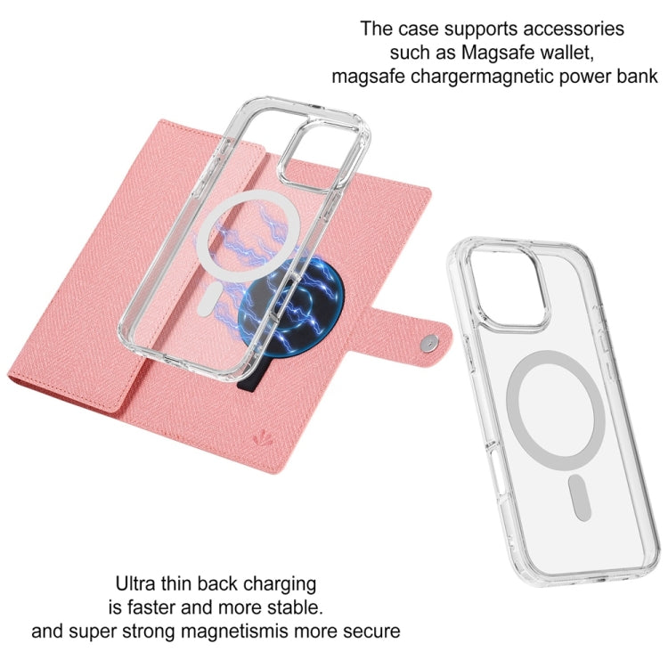 For iPhone 16 ViLi GBS-C Series MagSafe Magnetic RFID Leather Flip Phone Case(Pink)