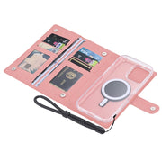 For iPhone 16 ViLi GBS-C Series MagSafe Magnetic RFID Leather Flip Phone Case(Pink)