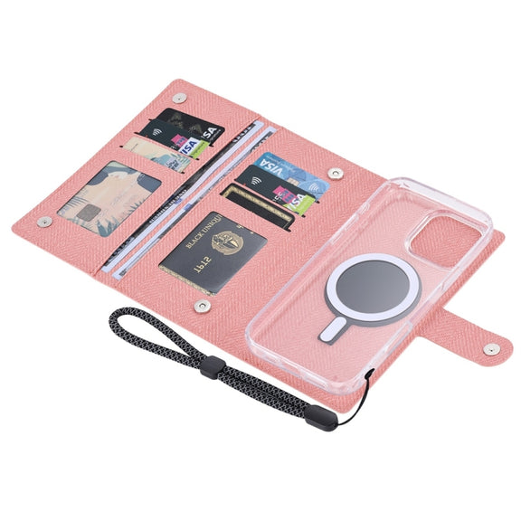 For iPhone 16 ViLi GBS-C Series MagSafe Magnetic RFID Leather Flip Phone Case(Pink)