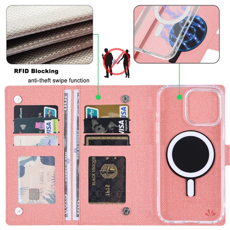 For iPhone 16 ViLi GBS-C Series MagSafe Magnetic RFID Leather Flip Phone Case(Pink)