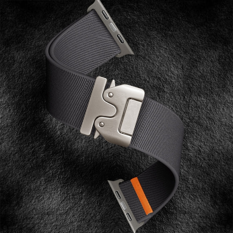 For Apple Watch 46mm / 49mm / 45mm / 44mm Parachute Buckle Elastic Nylon Watch Band(Dark Grey)