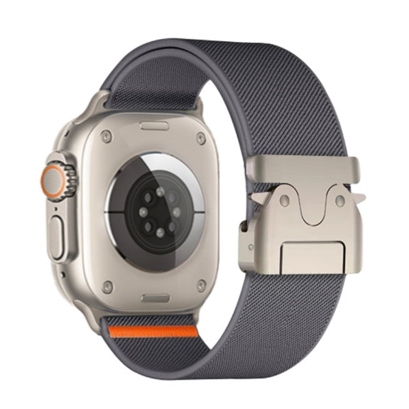 For Apple Watch 46mm / 49mm / 45mm / 44mm Parachute Buckle Elastic Nylon Watch Band(Dark Grey)