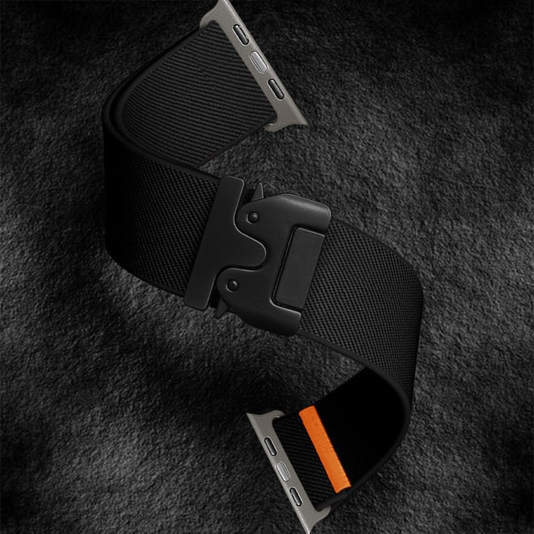 For Apple Watch 42mm / 41mm / 40mm / 38mm Parachute Buckle Elastic Nylon Watch Band(Black)