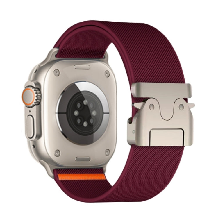 For Apple Watch 42mm / 41mm / 40mm / 38mm Parachute Buckle Elastic Nylon Watch Band(Wine Red)
