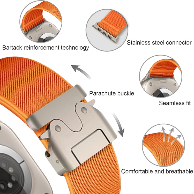For Apple Watch 46mm / 49mm / 45mm / 44mm Parachute Buckle Elastic Nylon Watch Band(Midnight Blue)