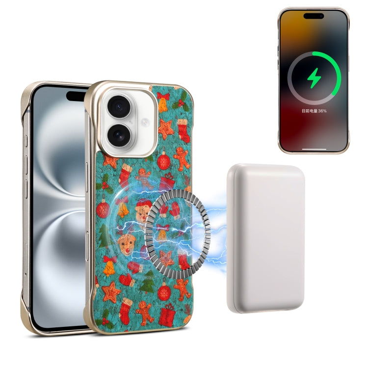 For iPhone 16 Plus Denior A18 Paint MagSafe Phone Case(Christmas)