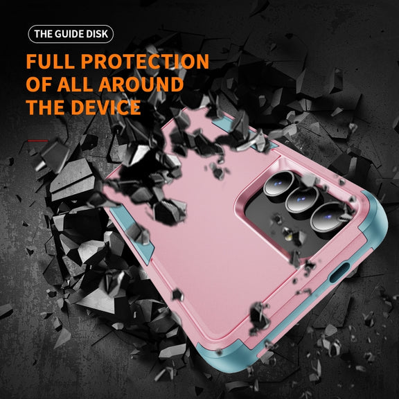 For Samsung Galaxy S25 5G TPU + PC Shockproof Protective Phone Case(Pink + Grey Green)