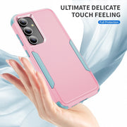 For Samsung Galaxy S25 5G TPU + PC Shockproof Protective Phone Case(Pink + Grey Green)
