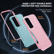 For Samsung Galaxy S25 5G TPU + PC Shockproof Protective Phone Case(Pink + Grey Green)