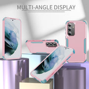 For Samsung Galaxy S25 5G TPU + PC Shockproof Protective Phone Case(Pink + Grey Green)